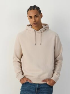 Ecru White Cotton Rich Lightweight Jersey Hoodie