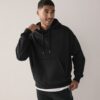 Black Oversized Heavyweight Cotton Rich Jersey Hoodie